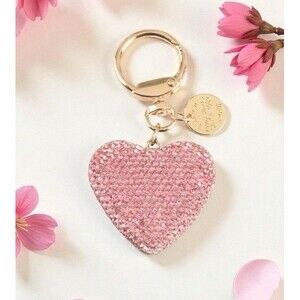 Pink Heart Purse Charm Key Chain - Rhinestone, Backpack, Belt Loop Charm